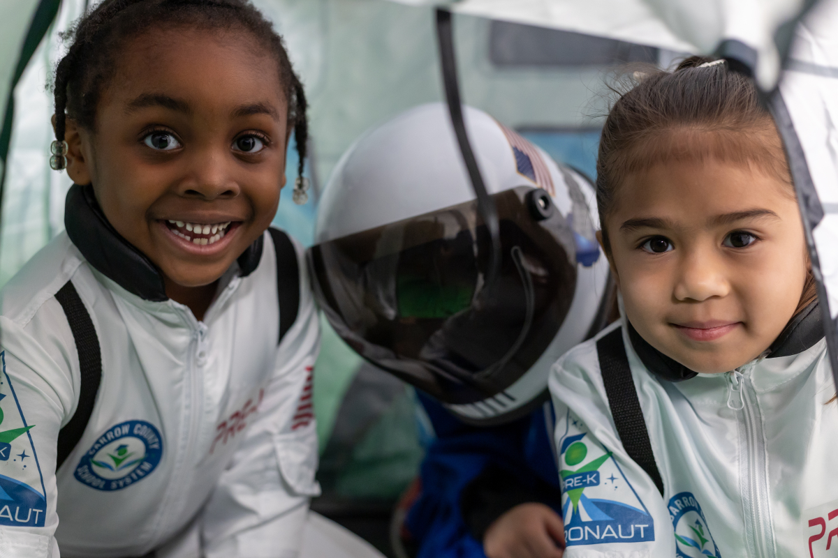 Pre-K students dressed as astronauts