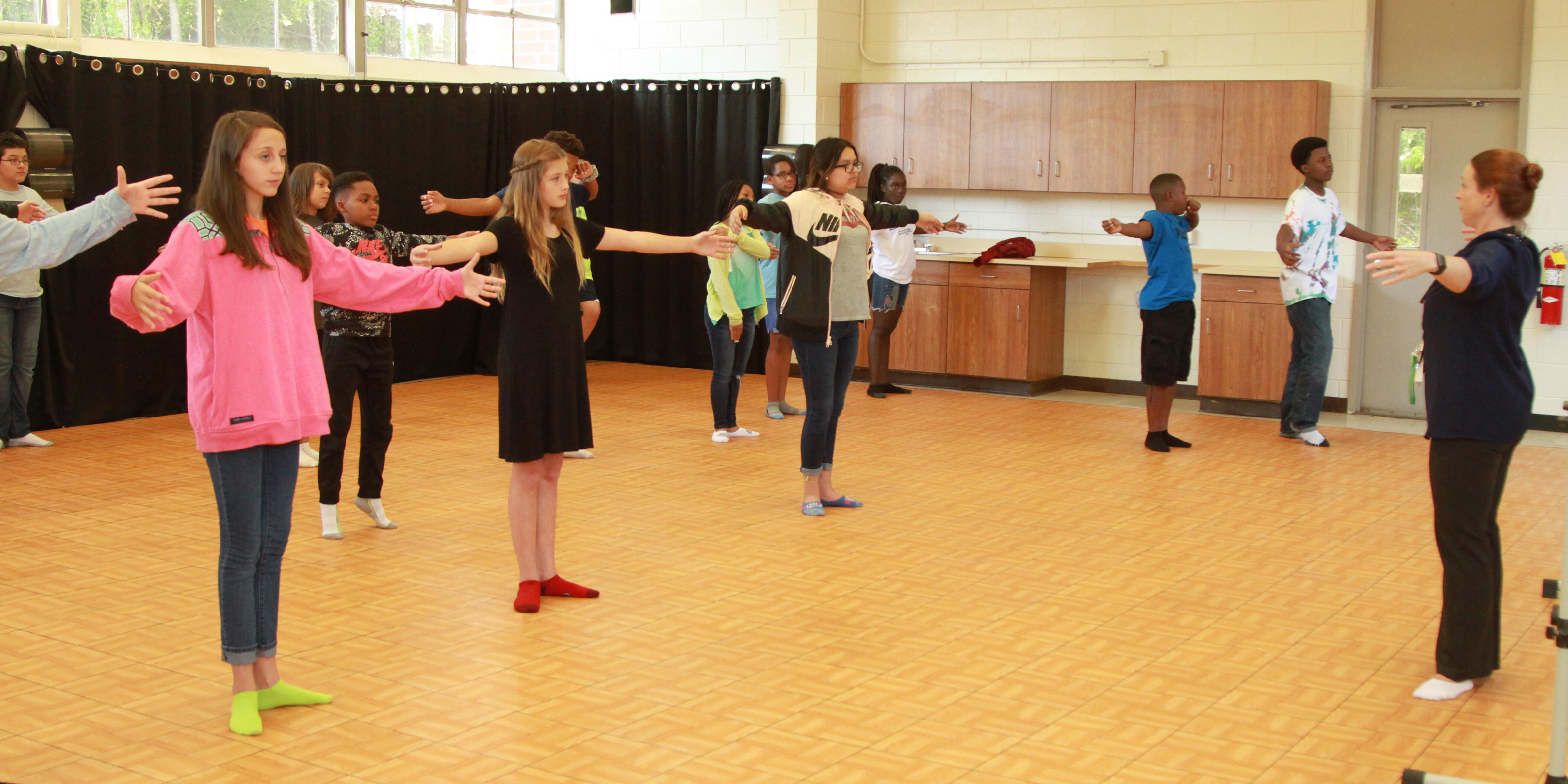 Students taking a dance class