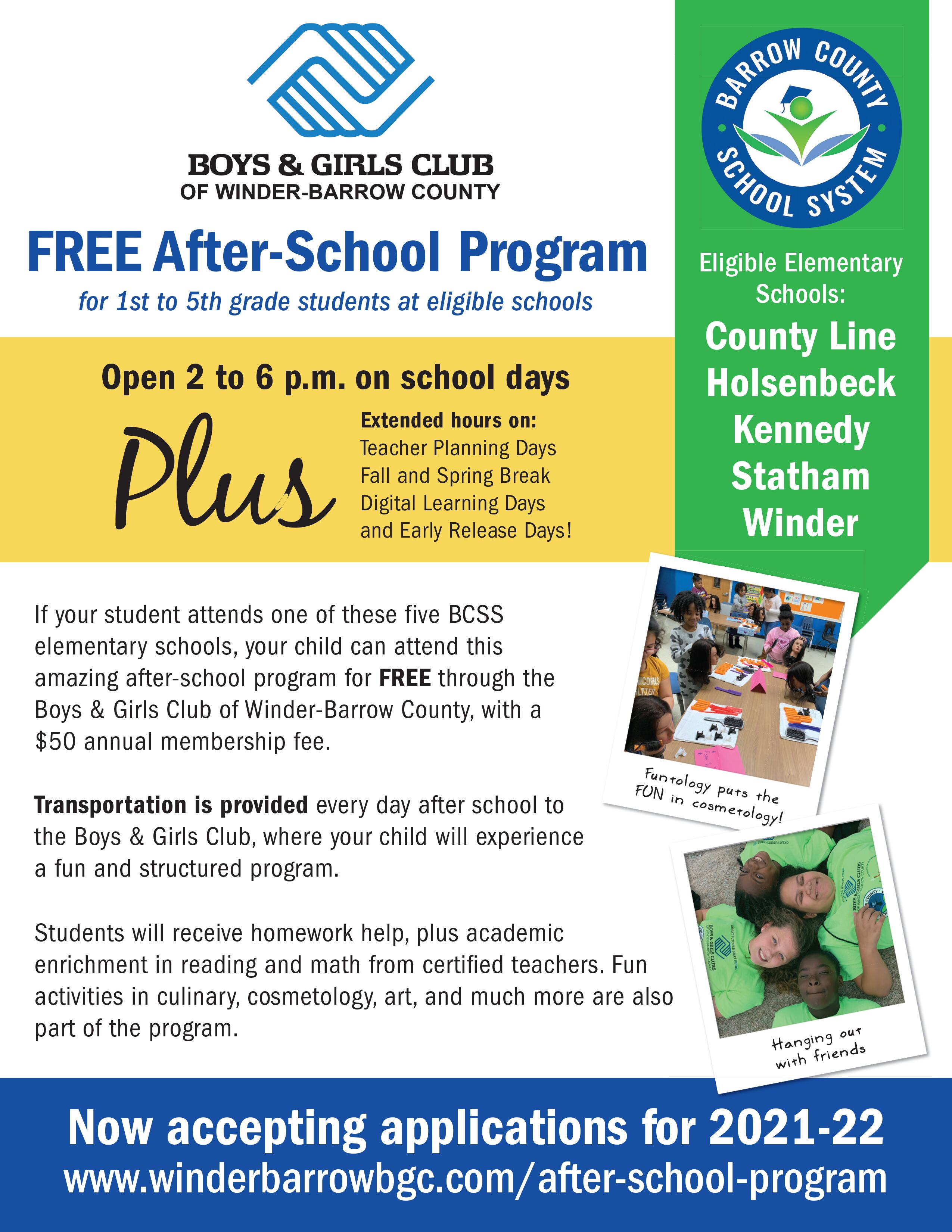 After-School Flyer for Boys and Girls Club of Winder