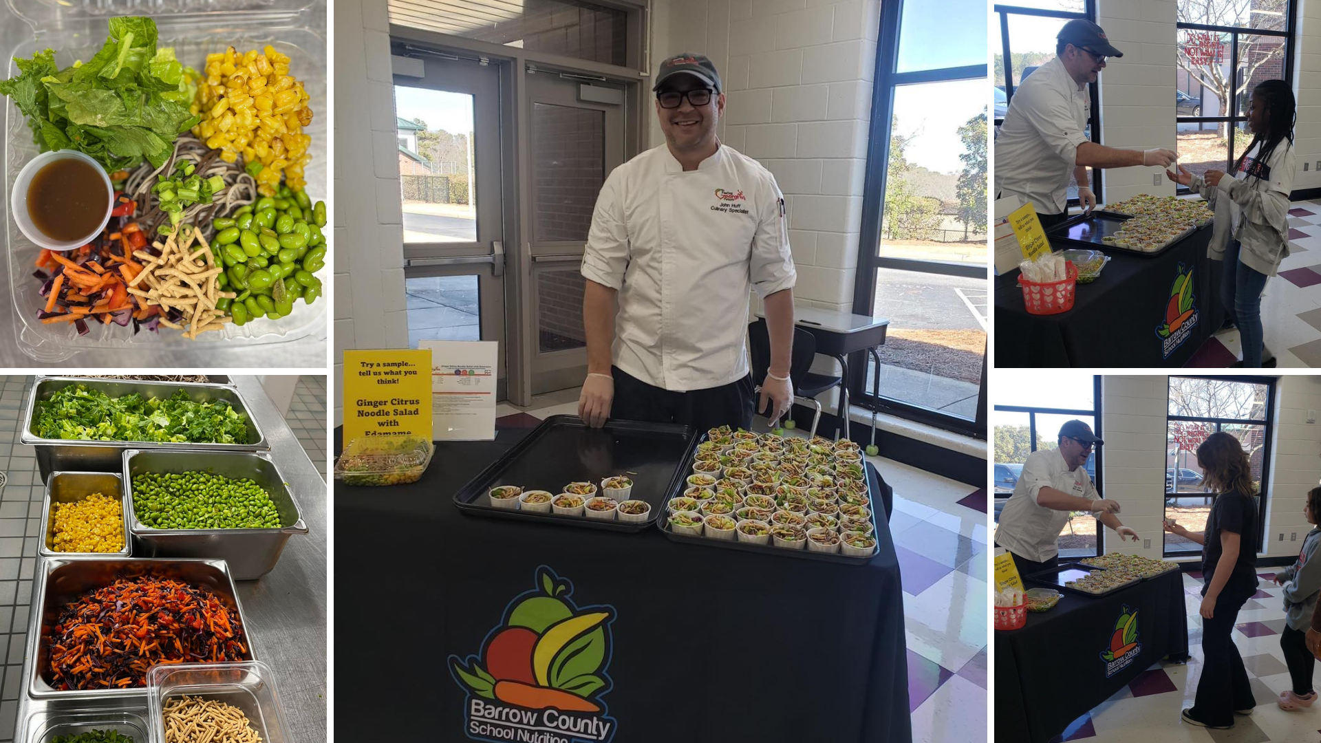photo collage of chef huff's visit at wms