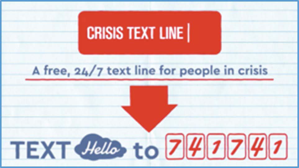 Crisis Text Line - Text "Hello" to 741741