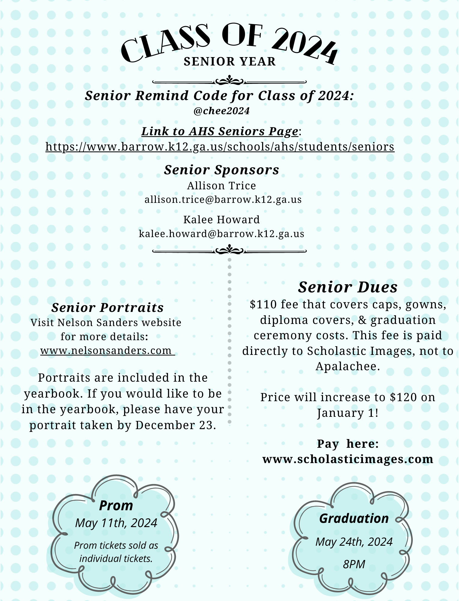 Class of 2024 Flyer - click for pdf