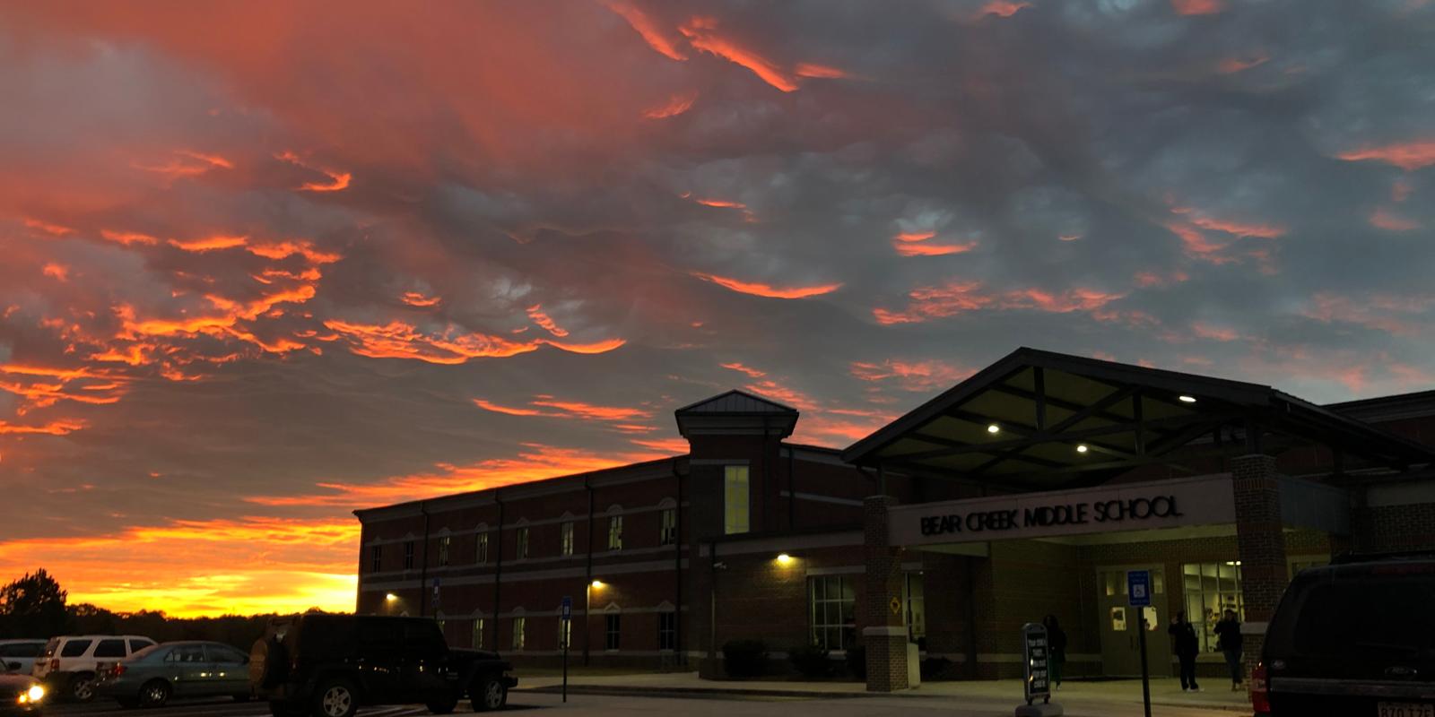 Picture of Bear Creek Middle School during sunrise