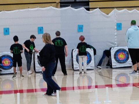 Students at archery tournament