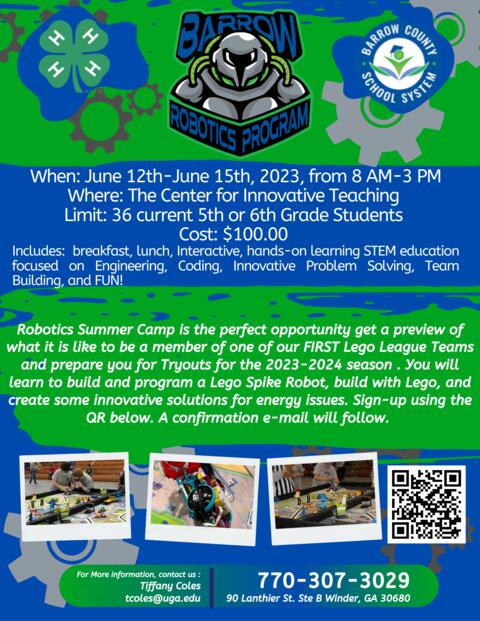 Information on registering for the Robotics camp