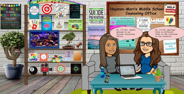 Cartoon image of the counselors' virtual classroom
