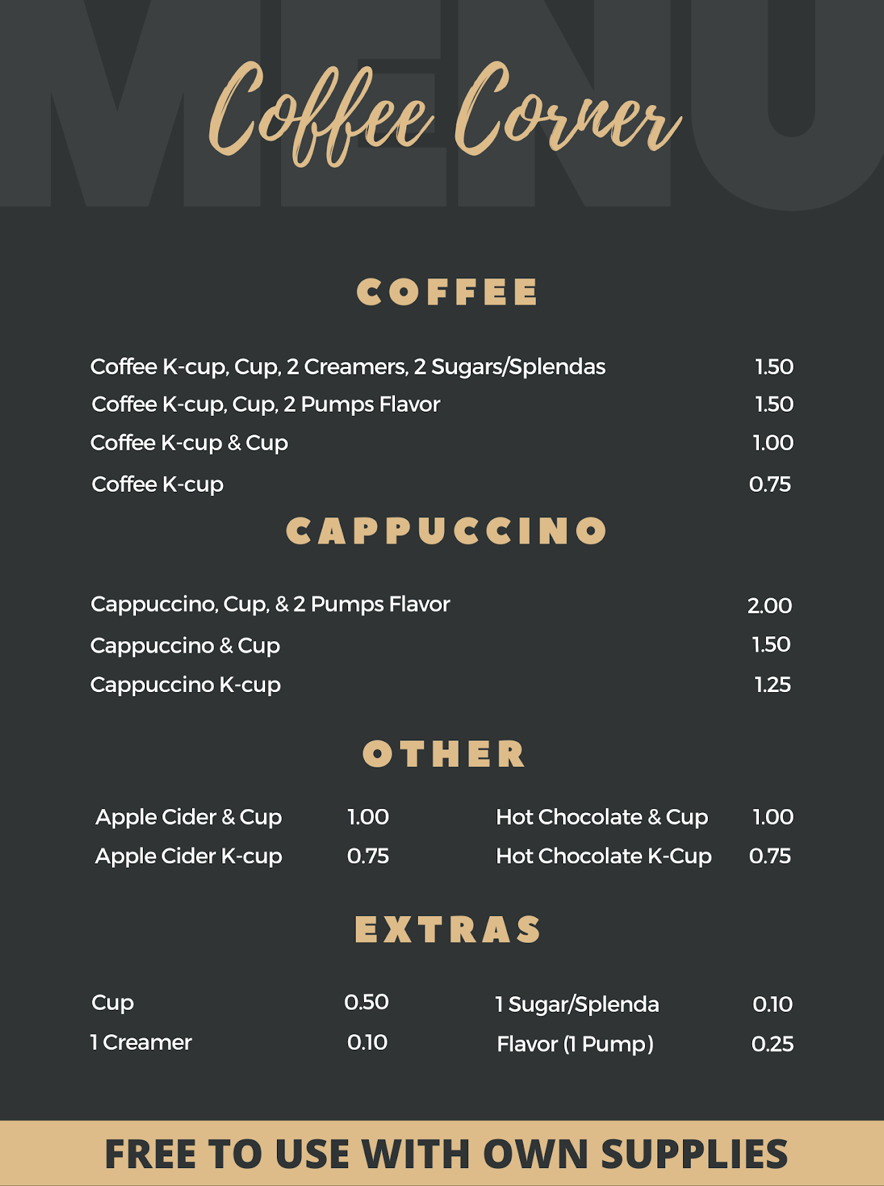 Click for PDF of Coffee Shop Menu